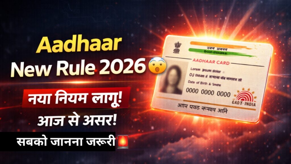 Aadhaar Card New Update 2026: सरकार ने आधार कार्ड से जुड़े नए नियम लागू किए हैं। जानिए KYC, बायोमेट्रिक अपडेट, लिंकिंग और आम नागरिकों पर इसका असर।