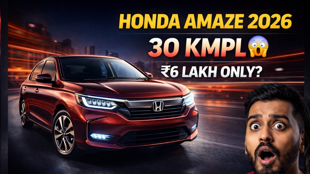 Honda Amaze 2026 भारत में लॉन्च हो गई है 30 Kmpl माइलेज और ₹6 लाख की शुरुआती कीमत के साथ