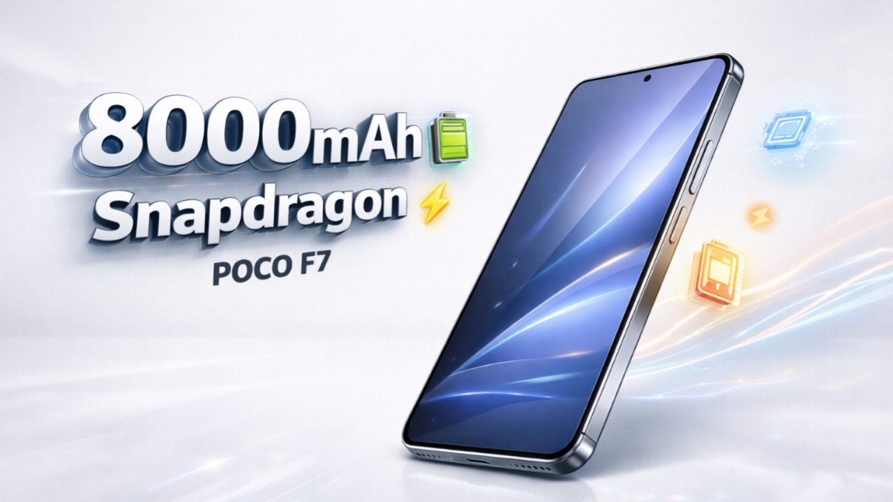 POCO F7 smartphone भारत में धमाकेदार एंट्री के लिए तैयार। 8000mAh बैटरी, Snapdragon प्रोसेसर, कीमत, फीचर्स और लॉन्च डेट जानें।