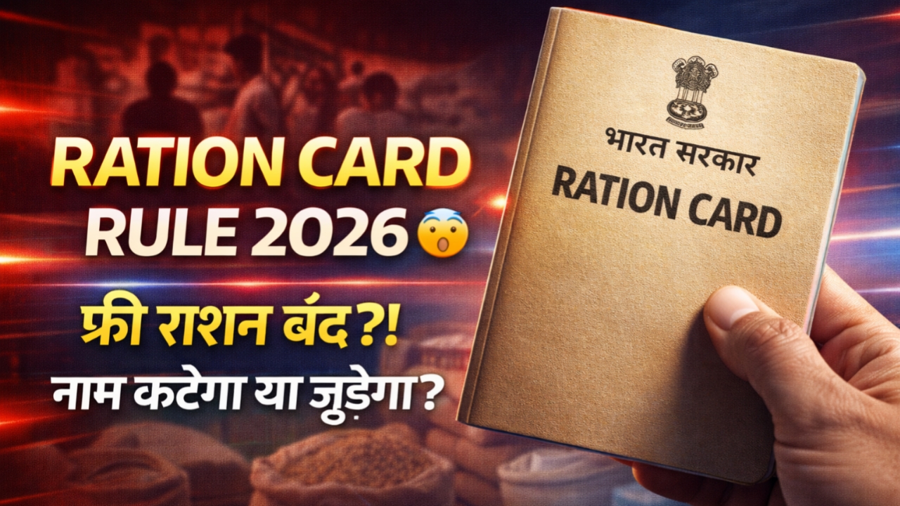 Ration Card New Rule 2026 की पूरी जानकारी। फ्री राशन, पात्रता, e-KYC और नए नियम जानने के लिए अभी पढ़ें। 1 Ration Card New Rule 2026 लागू। e-KYC, आय सीमा, फ्री राशन और नाम कटने-जुड़ने के नए नियम जानें। पूरी जानकारी हिंदी में।