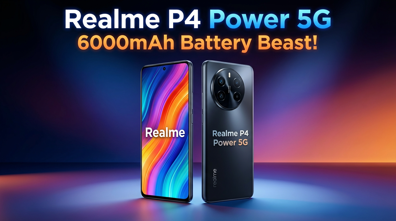 Realme P4 Power 5G स्मार्टफोन में मिलती है 6000mAh की बड़ी बैटरी, फास्ट चार्जिंग, 120Hz डिस्प्ले और 5G सपोर्ट। जानिए पूरी जानकारी, फीचर्स और कीमत।