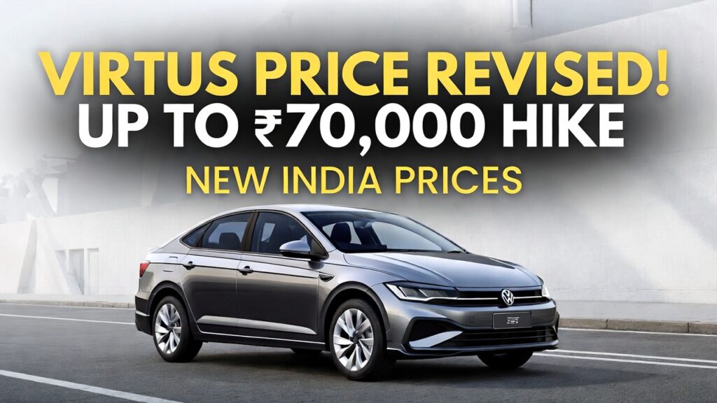 Volkswagen Virtus की भारत में कीमतों में बदलाव किया गया है। जानें नई एक्स-शोरूम कीमत, सभी वैरिएंट्स, फीचर्स और क्या अब Virtus खरीदना सही रहेगा।